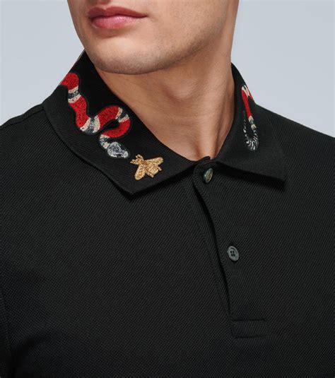 gucci polo shirt embroidered|gucci polo shirt snake collar.